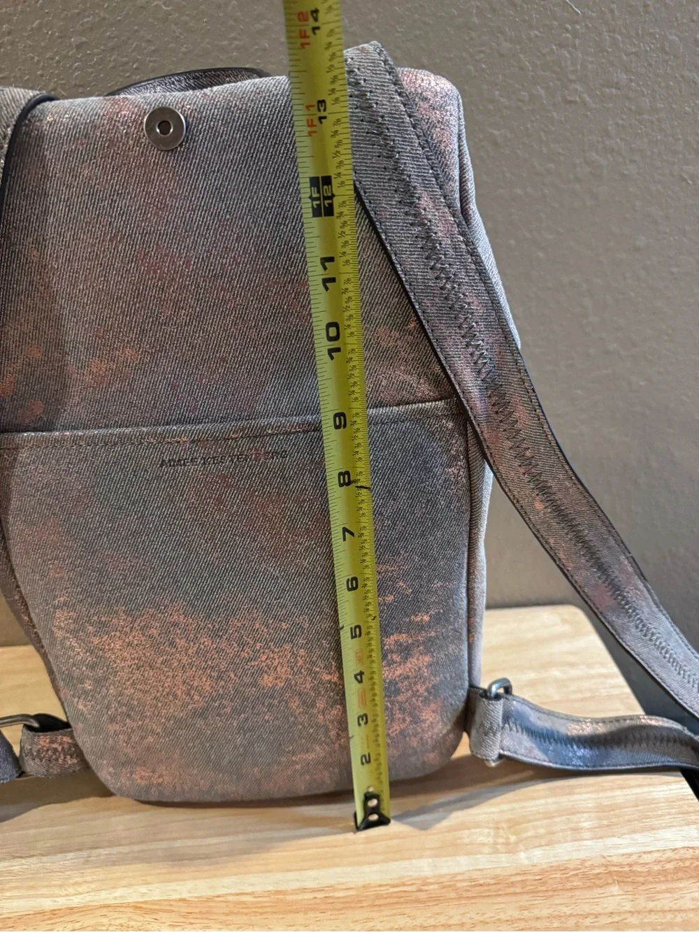 Aimee Kestenberg Metallic Rose Gold Leather Backpack with Center Zip